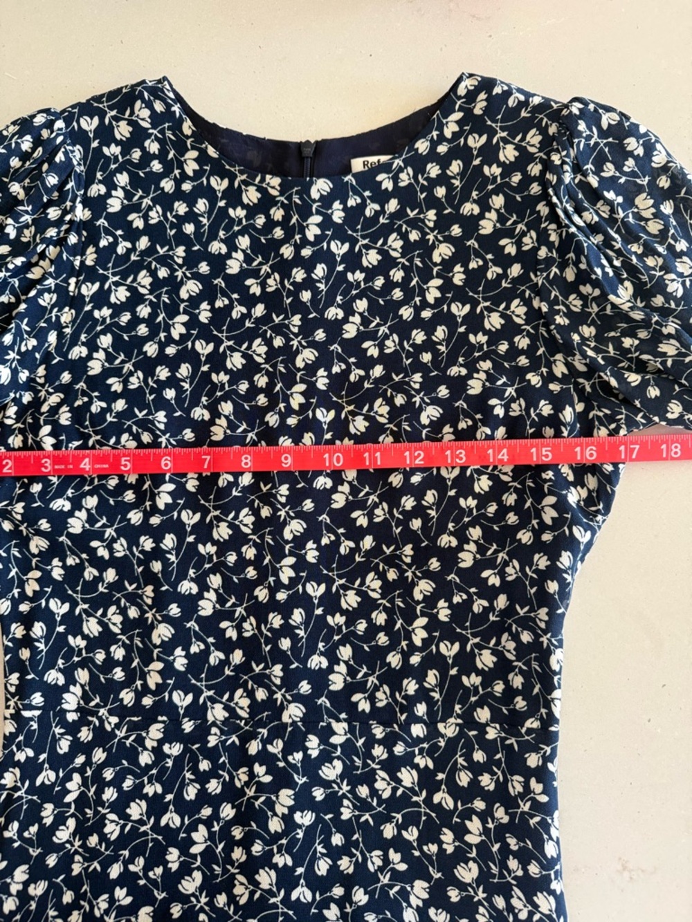 REFORMATION Short Sleeve Knee length Navy White Floral Dress - Picture 8 of 10